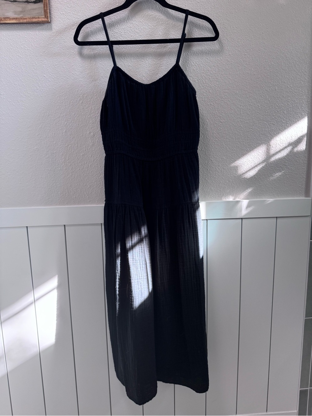 Classic Black 100% Cotton Midi Dress